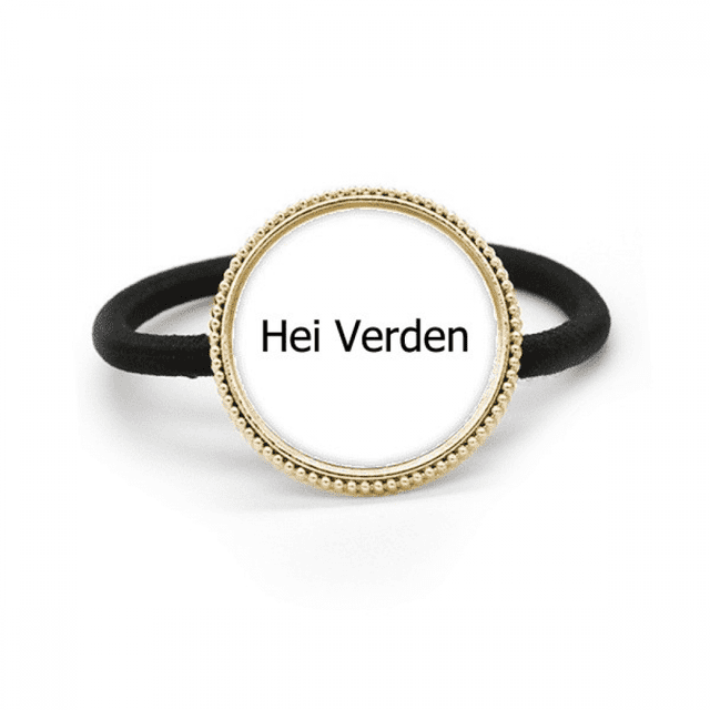 Hello World Norwegian Language Silver Metal Hair Tie And Rubber Band Headdress