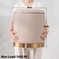 thumbnail image 2 of Homegar Pouf de Rangement Rond 25 L, Tabouret de Coiffeuse Rembourré avec Couvercle Amovible, Repose-Pieds avec Base en Métal Doré, Table d'Appoint Siège Rembourré pour Salon Chambre, Beige Sable, 2 of 5