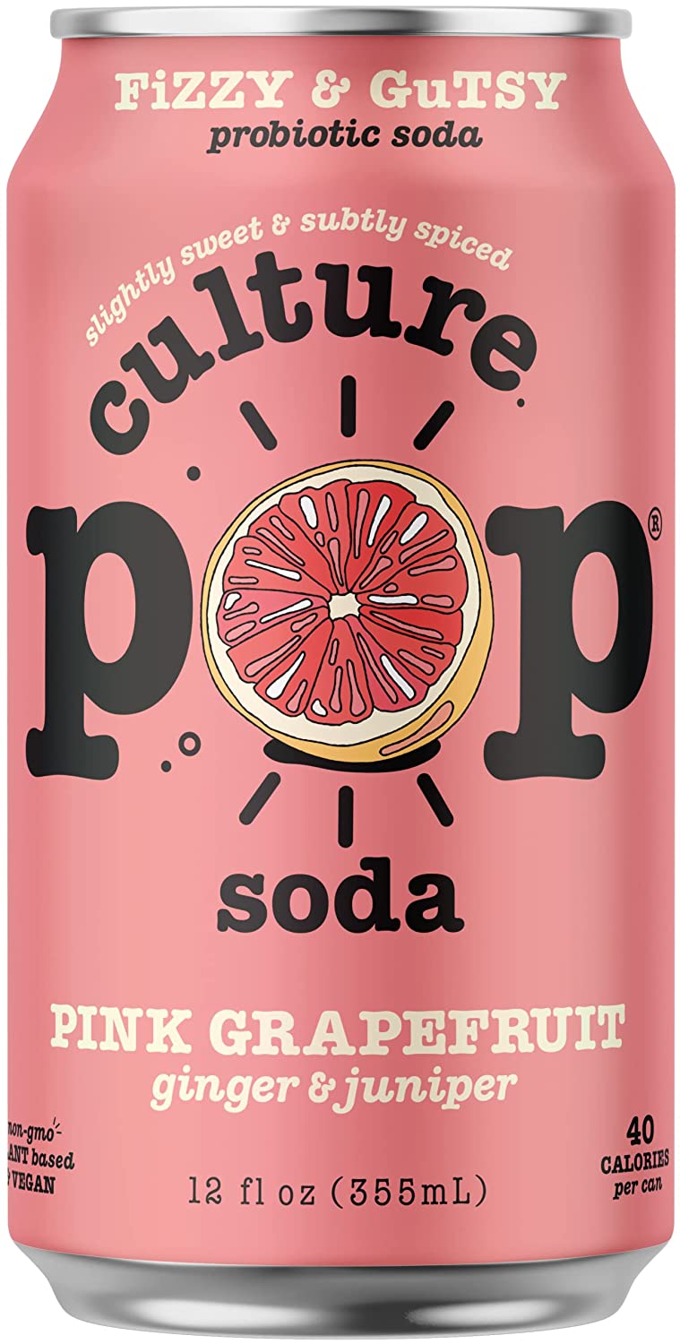 Culture Pop Sparkling Probiotic Soda 40 Calories per can, Vegan, Non