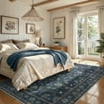 thumbnail image 4 of Lahome Decor Floral Area Rug 5x7, Machine Washable Rugs for Entryway, Non Slip Rug with Vintage Printed, Low Pile Carpet for Living Room Kitchen Bedroom Home, Blue, 4 of 9