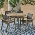 thumbnail image 3 of Noble House Lockett 5 Piece Outdoor Round Dining Set in Gray and Black, 3 of 17