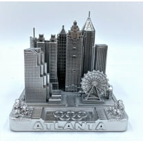 Atlanta 3D City Famous Building Model Statue Souvenir Decoration for Home Office Silver 4”