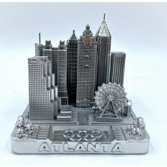 Atlanta 3D City Famous Building Model Statue Souvenir Decoration for Home Office Silver 4”