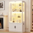 thumbnail image 7 of BROTTAR 67" Display Cabinet with Glass Doors, 4-Tier Curio Cabinet with 2 Removable Glass Shelves, Display Case with Storage Cabinet for Collectibles, White, 7 of 7