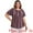 Plum Purple, variant on Women's Plus Boho Print Tie Ruffle Short Sleeve Babydoll Top 3X Plum Purple