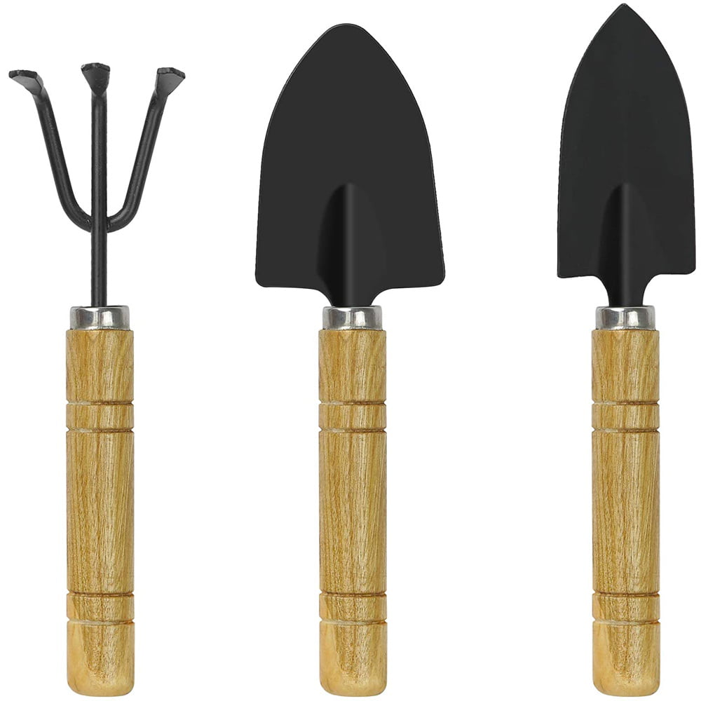 Garden Tools Set 2Pcs Hand Trowel Transplantation Planting Shovel Wooden Handle 