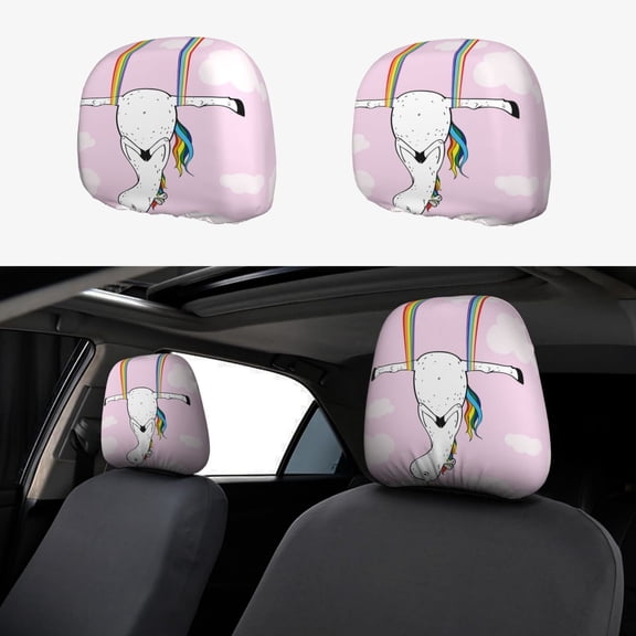Kdxio Aerial Yoga for Unicorn Pattern Print 2 Piece Car Head Rest Covers Set Auto Front/Rear Seats Headrest Cover Universal Fit Most Cars,Sedan, SUV