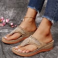 thumbnail image 2 of Orthopedic Sandals for Women Arch Support Wedge Flip Flops Summer 2025 Leaf Rhinestone Casual Slippers, 2 of 5
