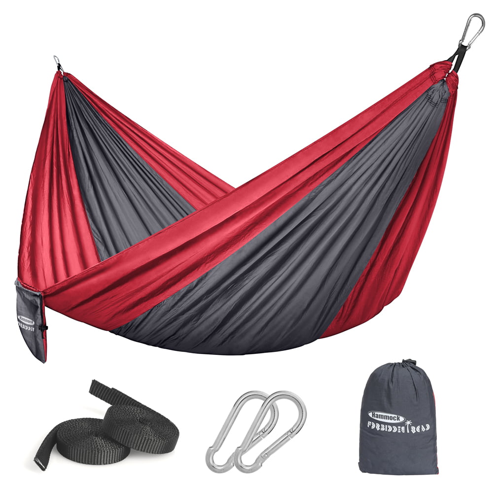 Nylon Hammock Swing Support 400lbs with Nylon Ropes and Steel Carabiners JBM Camping Hammock Single & Double Portable Lightweight Parachute Hammock Outdoor Hiking Travel Backpacking 