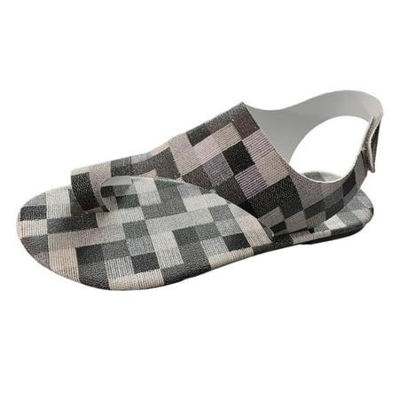 

CAICJ98 Womens Sandals Women Flip Flop Sandals Air Cushion Slippers with Arch Support Comfortable Walking Shoes Summer Casual Beach Wedge Flower Platform for Womens Gray