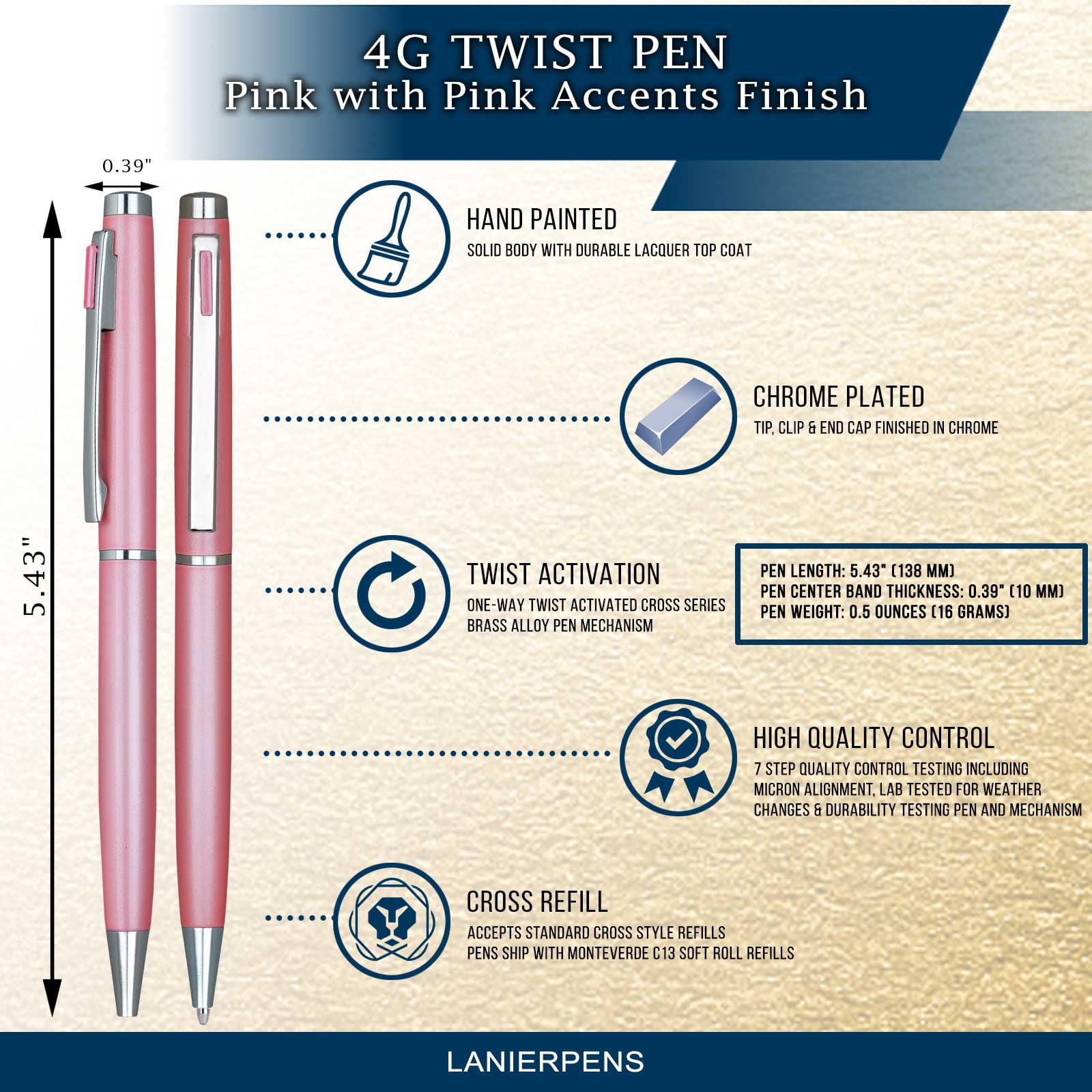 4G Ball Pen - Pink with Pink Accents with Single Gift Box Maple