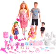 thumbnail image 2 of Set de muñecas familiares Ucanaan con papá, madre embarazada, 3 niños y bebé, 2 of 7