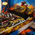 thumbnail image 3 of meiyoeat Grunge Motocross Zipper Twin Comforter Sets with Fitted Sheet and 2 Pillowcases for Teens,Muddy Track Flags Zipper Bedding Set,Red Yellow,Reversible, 3 of 6