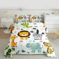 thumbnail image 2 of Feelyou Zoon Animal Child Full Size Comforter Sets, Lion Giraffe Elephant Bedding Comforter Set, Jungle Wildlife Reversible Bedding Sets, Breathable Home Decor, 3-Piece, 2 of 8