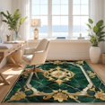 thumbnail image 3 of Design&I 8'x10' Washable Area Rug Extra Large Skid-Resistant Low Profile Round Vintage Veined Ornate Scroll Swirl Abstract Center Minimalist for Living Room, Family, 3 of 7