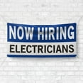 thumbnail image 4 of Now Hiring Electricians 13 oz Heavy Duty Vinyl Banner Electrician Jobs Available Help Wanted Sign for Business Advertising Indoor/Outdoor Single-Sided with Metal Grommets (3x5 ft, Wh & Bl & Bk), 4 of 6