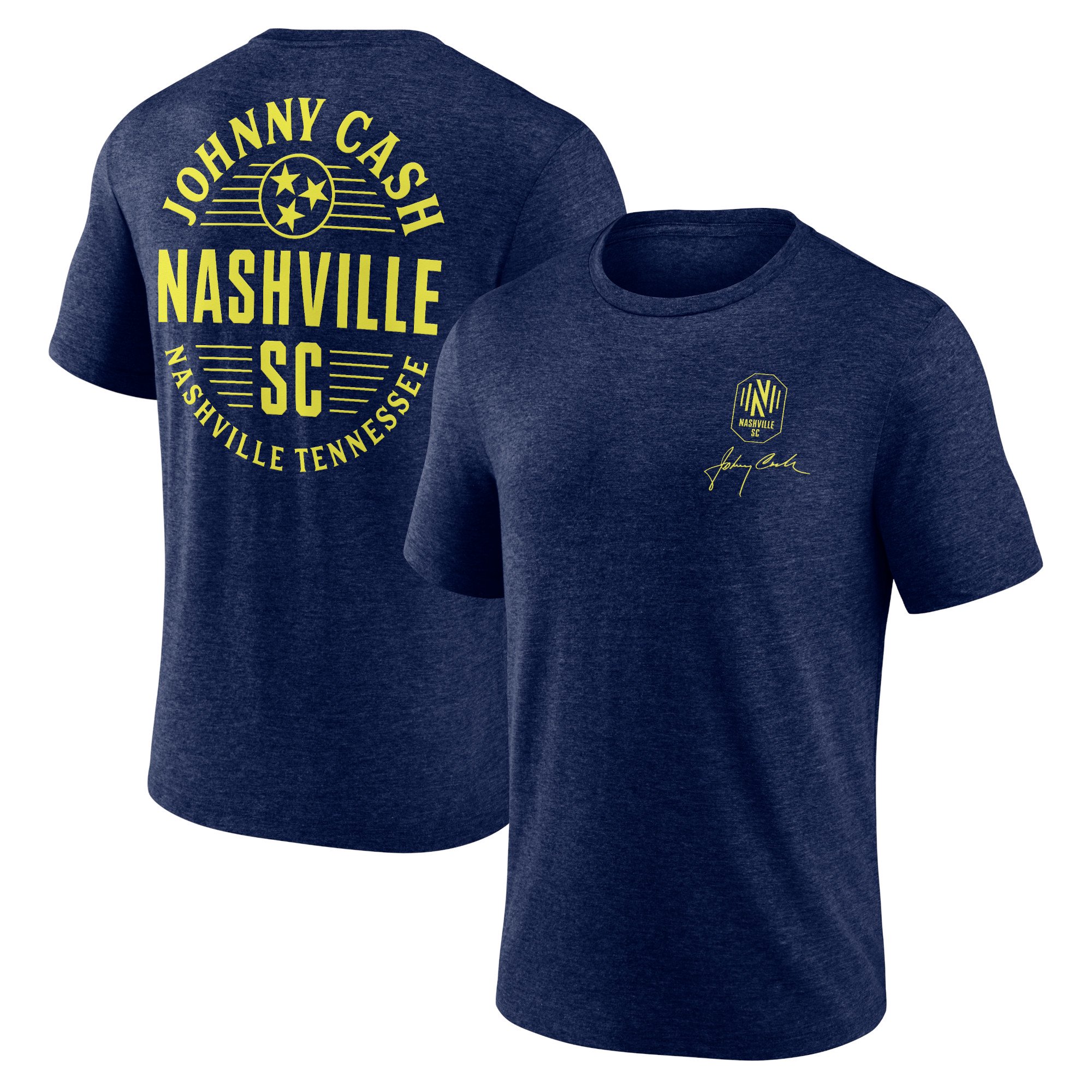 Men's Fanatics Heather Navy Nashville SC x Johnny Cash Oval T-Shirt