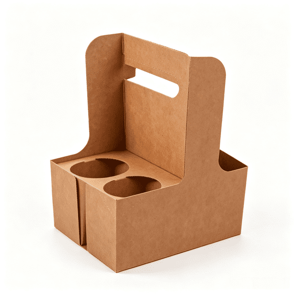 2-Cup Drink Carrier with Handle Kraft Paperboard Handled Coffee Cup Holder Take Out Cup Carriers 20 Count for Mother's Day