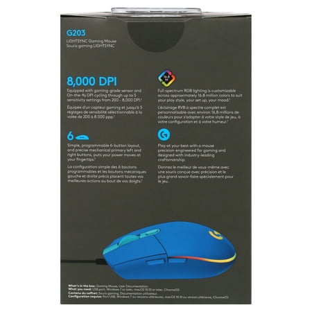 Logitech - G203 LIGHTSYNC Wired Optical Gaming Mouse with 8,000 DPI sensor - Blue