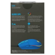 Logitech G203 Wired Gaming Mouse, 8,000 DPI, Rainbow Optical Effect LIGHTSYNC RGB, 6 Programmable Buttons, Blue
