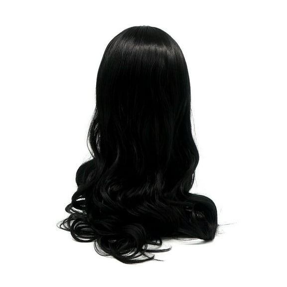 24" Silk Wig Natural Black Long Curly Hair Front Lace Wigs Women Hair Practical