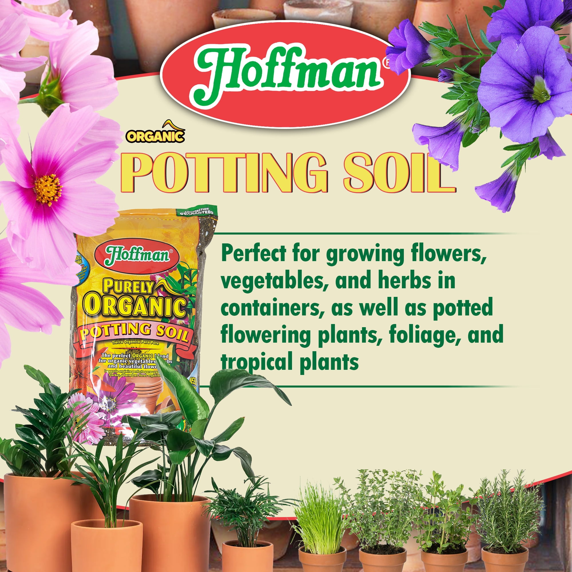 Hoffman Purely Organic Potting Soil with Moisture Control, 8 Quarts