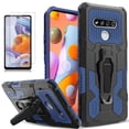 thumbnail image 1 of LG K51 / LG Reflect L555DL Case, Dual Layers [Combo Holster] And Built-In Kickstand Bundled with [Temerped Glass Screen Protector] Hybird Shockproof (Blue), 1 of 3