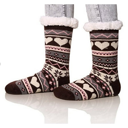 

Womens Slipper Socks Non Slip Fuzzy Winter Warm Soft Cozy Thick Fleece Lining Home Grips Socks Grey