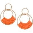 thumbnail image 1 of Raffia Hoop Earrings for Women Girls Fun Boho Summer Beach Earrings Lightweight Handmade Straw Wicker Rattan Dangle Earrings Statement Geometric Round Drop Earrings, 1 of 5