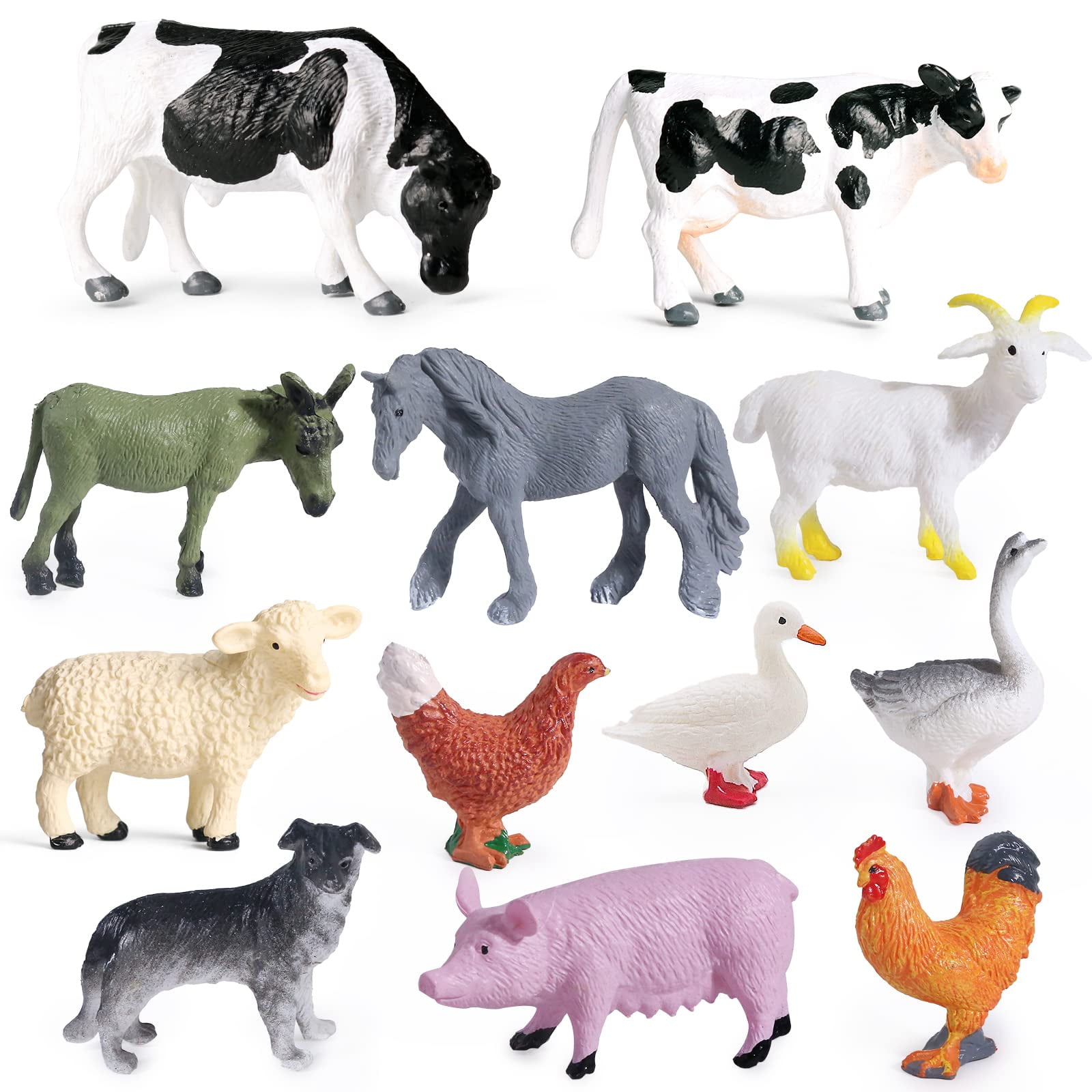 SIENON 12Pcs Mini Farm Animal Figurines, Realistic Farm Animal Figures