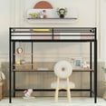 thumbnail image 3 of imerelez Twin Metal Loft Bed with Desk and Shelve,Black, 3 of 9