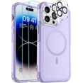 thumbnail image 1 of KOMI Magnetic for iPhone 14 Pro Max Case (Compatible with MagSafe) (12FT Military Grade Drop Protection) 2X Tempered (Glass Screen+Camera Lens Protector) Shockproof Phone Case 6.7 inch, Light Purple, 1 of 5