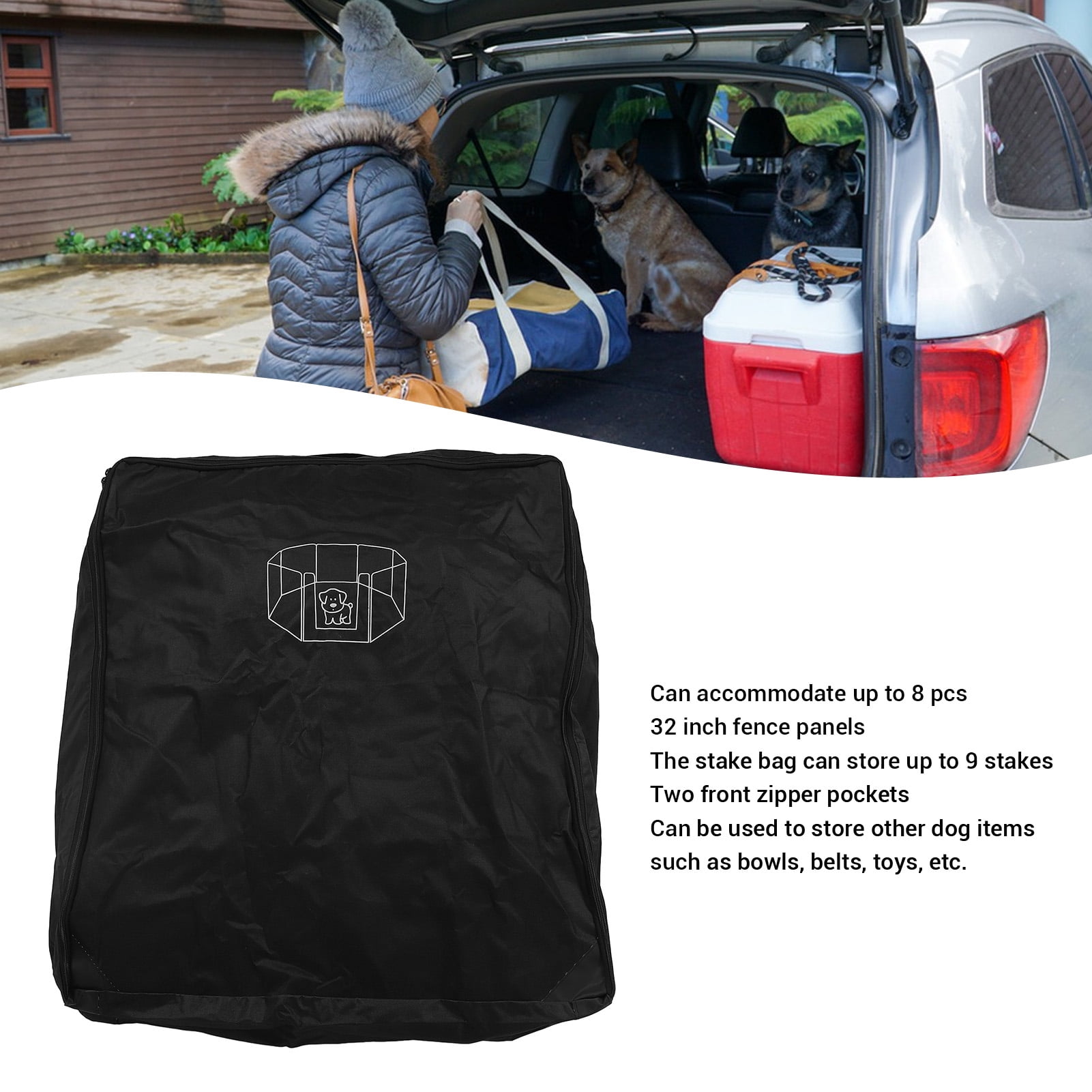 NFTIGB Dog Playpen Storage Bag 8 Panels 9 Stakes Capacity Oxford Fabric Pet Pen Travel Carrier for 32 Inch Fence (11.8 x 11.8 x 3.9 inches)