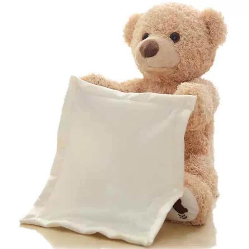 Junzhexiangsheng Baby Gund Peek A Boo Bear With Blanket Interactive Toy Stuffed Animal new Brown