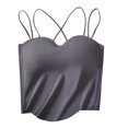 thumbnail image 2 of dazeni Bulit in Bra Tank Tops for Women Double Lined Padded Cami Scoop Neck Spaghetti Straps Basic Undershirts Gray Free Size, 2 of 5