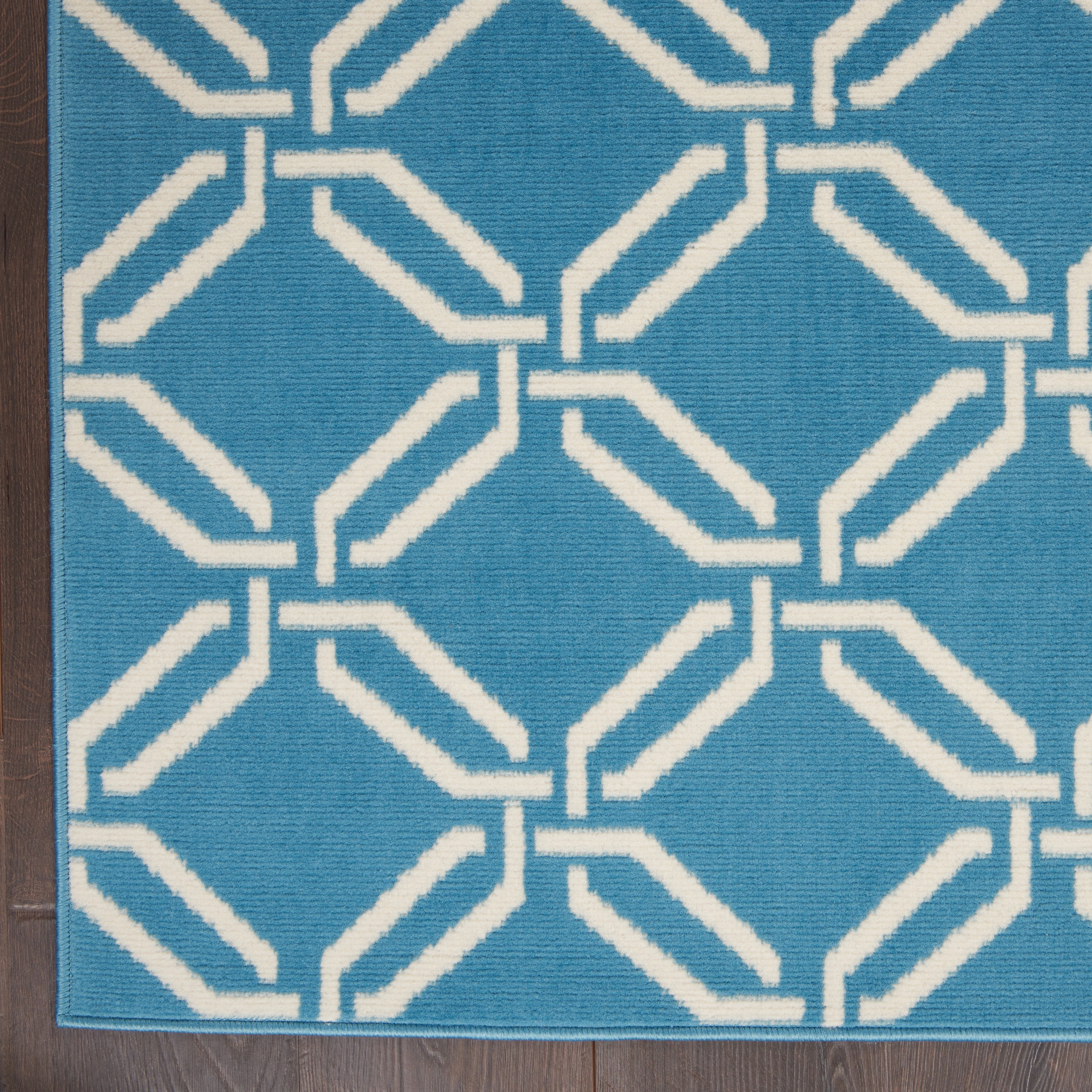 Nourison Bliss Transitional Trellis Blue 5'3" x 7'3" Area Rug, (5' x 7')