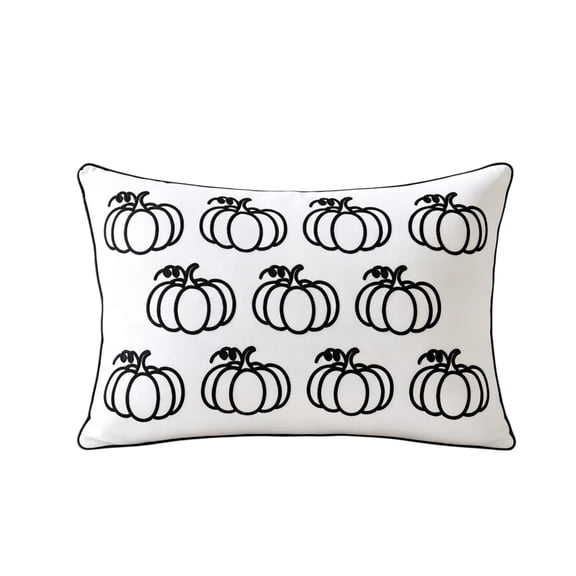 Halloween Pumpkin Throw Pillow Black/White Decorative Pillow for Couch and Bed 14" x 20"
