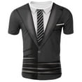 thumbnail image 3 of YUUMIN Mens Tuxedo Novelty T-Shirt Short Sleeve Suit Vest 3D Tie Printed Shirt Top Party Wedding Dark Gray S, 3 of 7
