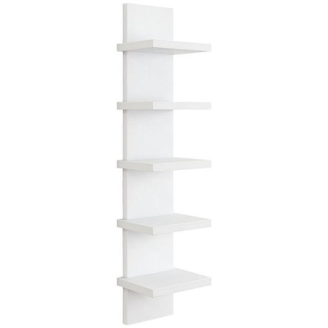 Organizador de pared de 5 niveles, diseño vertical de madera, ligero, ahorra espacio. Blanco