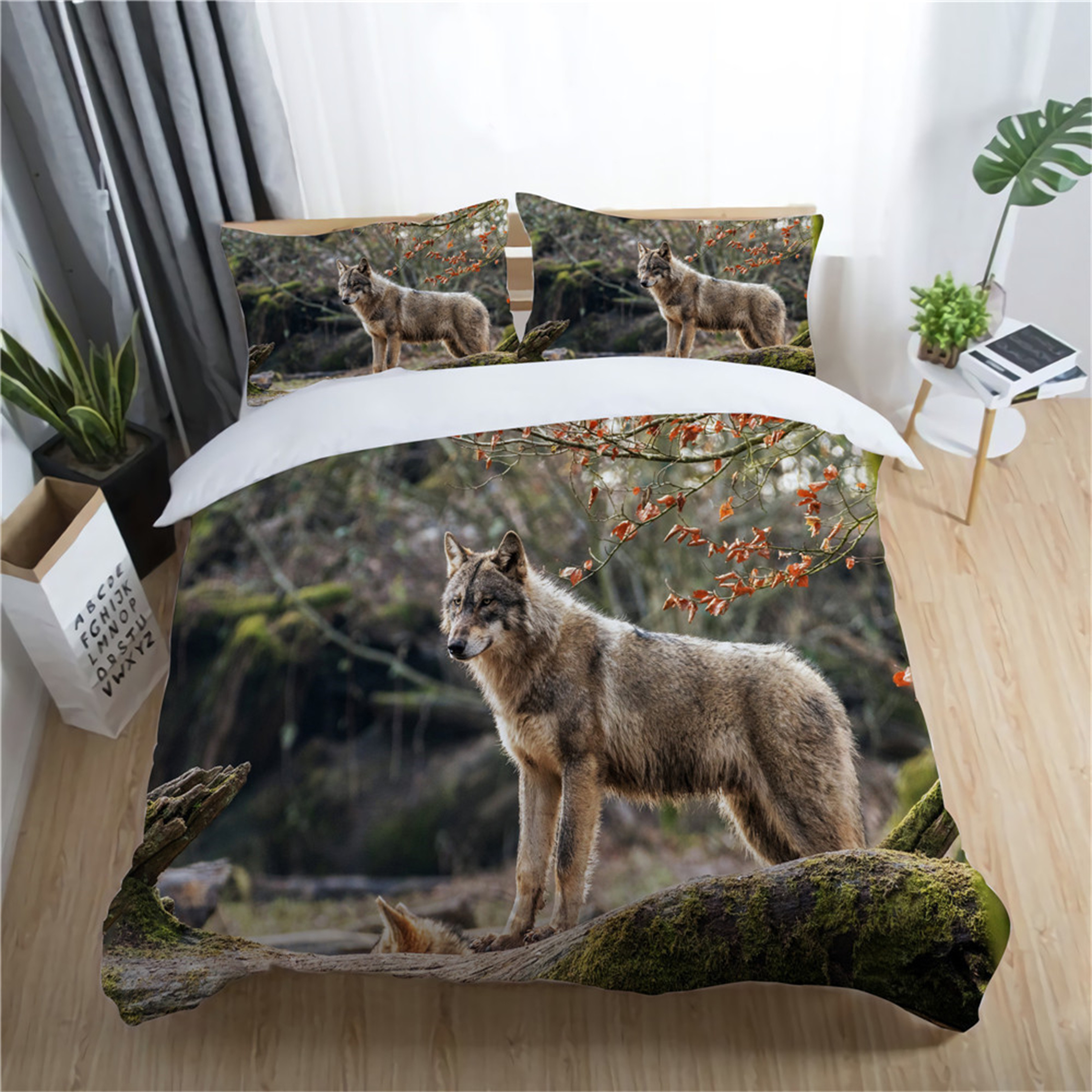 Animal Duvet Cover Set 3D Wolf Bedding Set Queen Size Comforter Cover