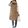 thumbnail image 4 of Inevnen Women's Long Quilted Vest Hooded Sleeveless Puffer Vest Padded Coat Winter Outerwear, 4 of 7