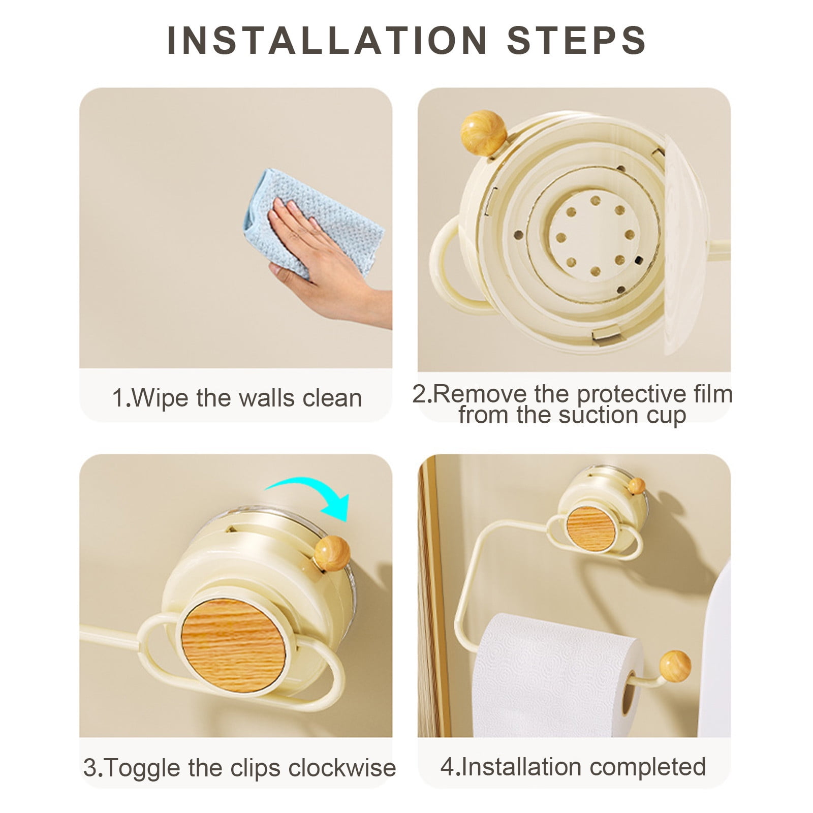 JilgTeok 5 Packs Vintage Toilet Paper Roll Rack Wall Mounted 180 Degree Rotation Easy Use Suction Cup Paper Towel Holder for Bathroom Kitchen Washroom