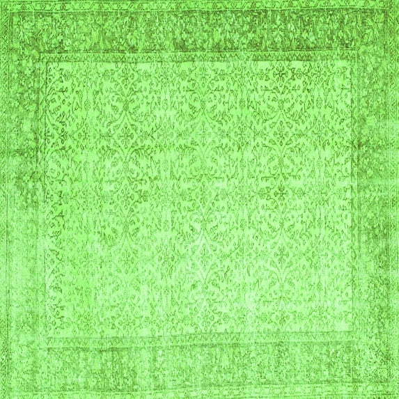 Ahgly Company Indoor Square Abstract Green Contemporary Area Rugs, 4' Square