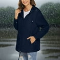 thumbnail image 5 of jtjvou Trendy Outdoor Jackets with Pockets Women Raincoat Lightweight Athletic Jacket Packable Rain Coat Windbreaker Solid Color Rain Jackets Waterproof with Hood Fall Navy XL, 5 of 7