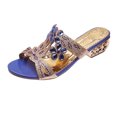thumbnail image 4 of Viluyesy Sandals for Womens, Trendy Rhinestones Open Toe Low Heels Summer Fashion Wedge Sandals Blue, 4 of 6