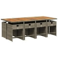 thumbnail image 3 of vidaXL 9 Piece Patio Dining Set with Cushions Gray Poly Rattan, 3 of 10
