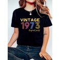 thumbnail image 1 of Vintage 1973 Print Casual Sports T-shirt, Round Neck Workout Short Sleeves Tops, Women's Activewear, 1 of 6