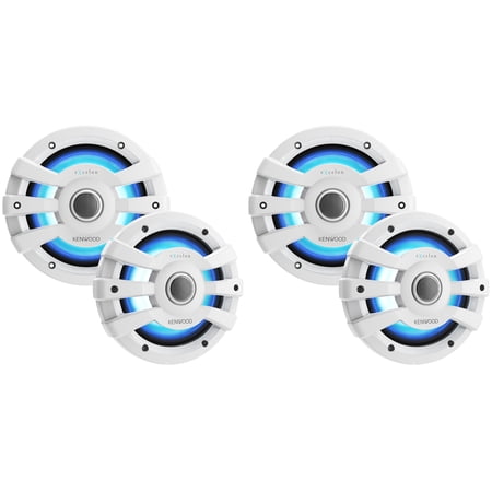 Kenwood XM77WL 7.7" LED Marine Speakers White (4 Pack) – Wake Boat Audio Upgrade for MasterCraft, Malibu, Axis & Nautique