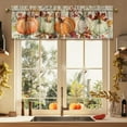 thumbnail image 2 of Fall Thanksgiving Kitchen Curtains Valances and Tiers 3 Piece Set,Orange,White,Green,Pumpkin & Maple Leaf Cute Farmhouse Rod Pocket Kitchen Cafe Curtain over Sink Window for Autumn Decor 36 Inch, 2 of 6