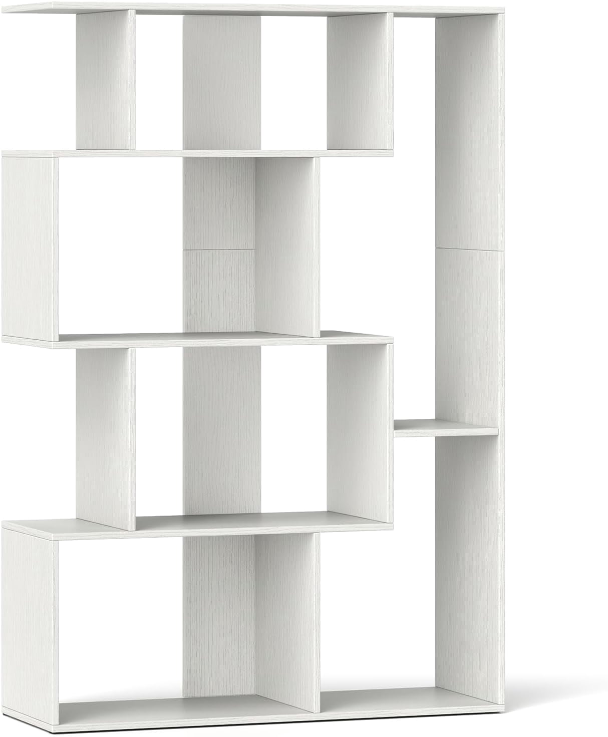 Geometric Bookcase, 47’’ Bookshelf with 6 Open Storage Cubes, Modern Display Shelf, Wooden Storage Organizer, Small Book Shelf for Bedroom, Living Room, Home Office (1, White)